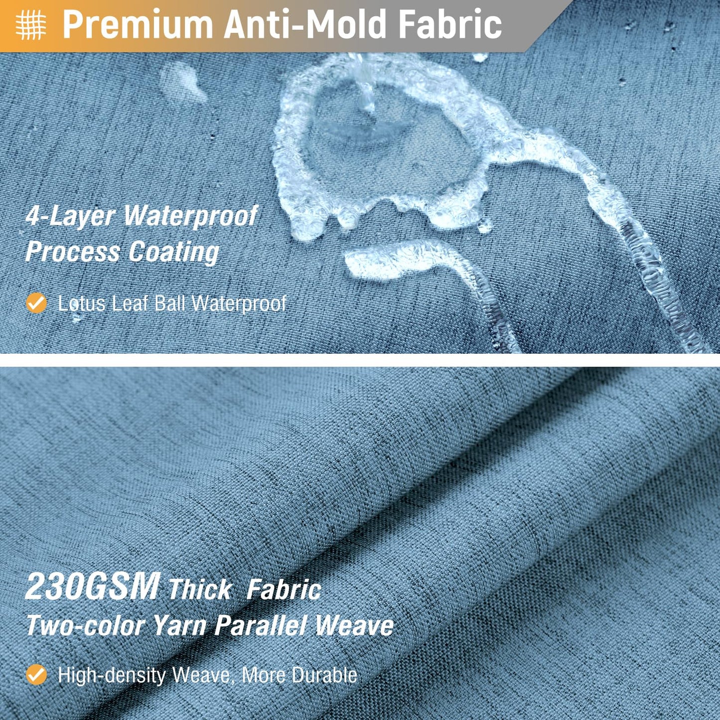 BTTN Extra Long Linen Look Shower Curtain, 182x244cm, Moonlight Blue