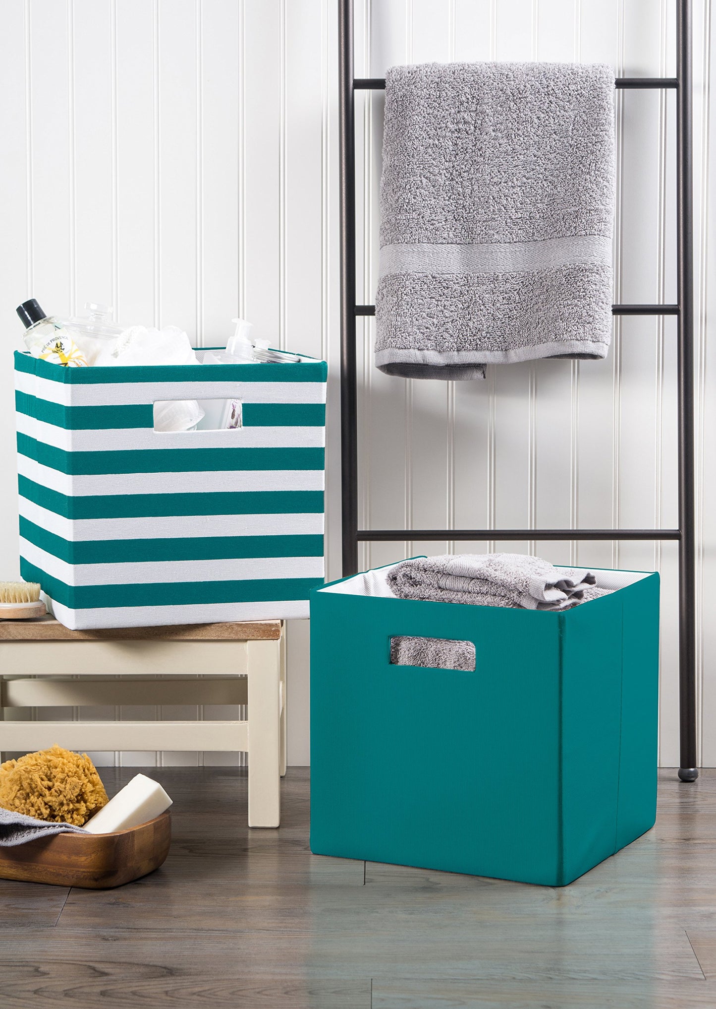 DII Poly-Cube Storage Collection Hard Sided, Collapsible Solid, Large, Teal