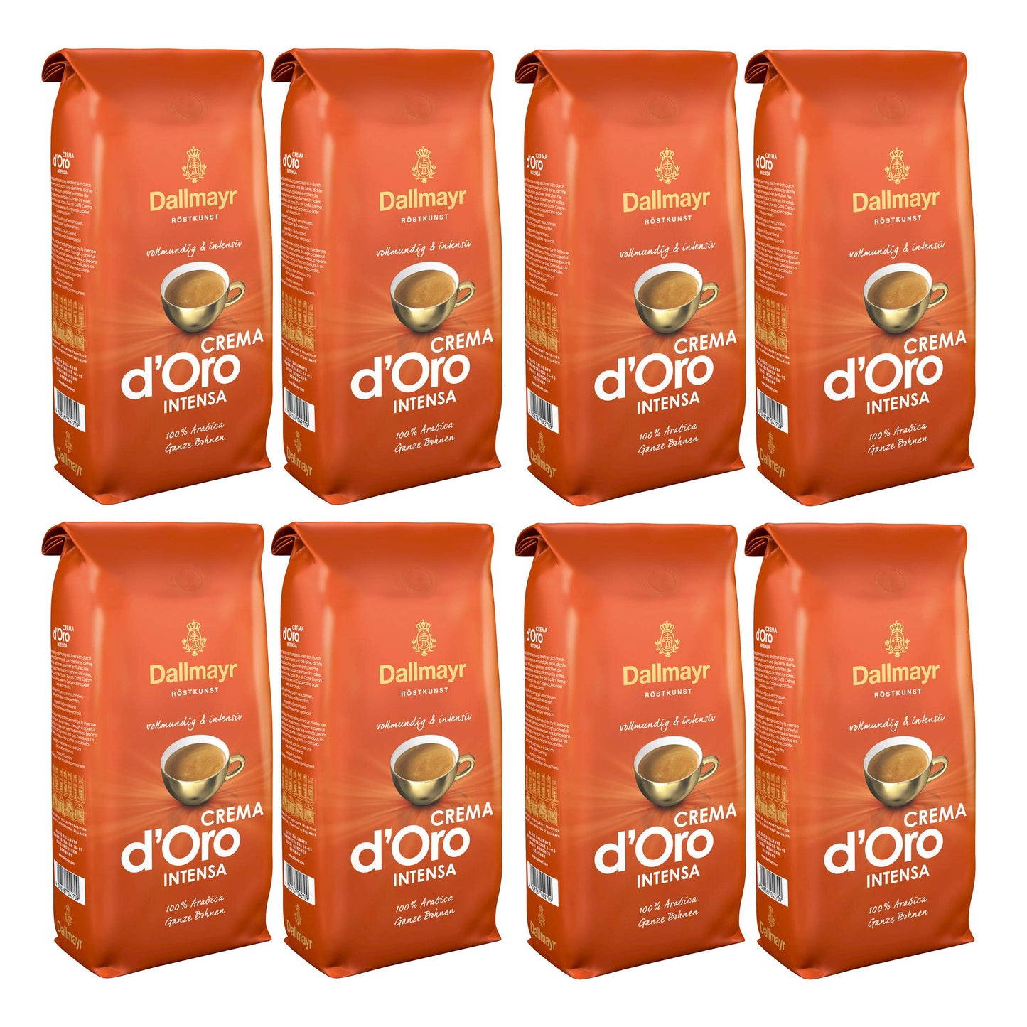 Dallmayr Crema d Oro Intensa Coffee, Whole Beans, Pack of 8, 8 x 1000g
