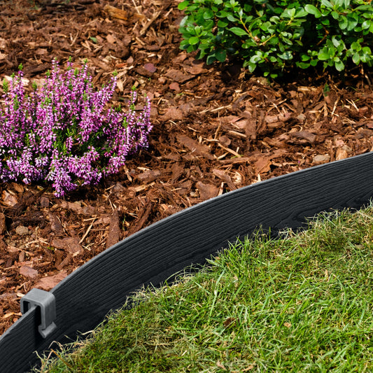 UNIGARDIA Flexible Lawn Edging 20 m with 40 Securing Pegs - Height 13 cm, Thickness 3 mm - Plastic Grass Border & Flower Bed Garden Edging - Easy to