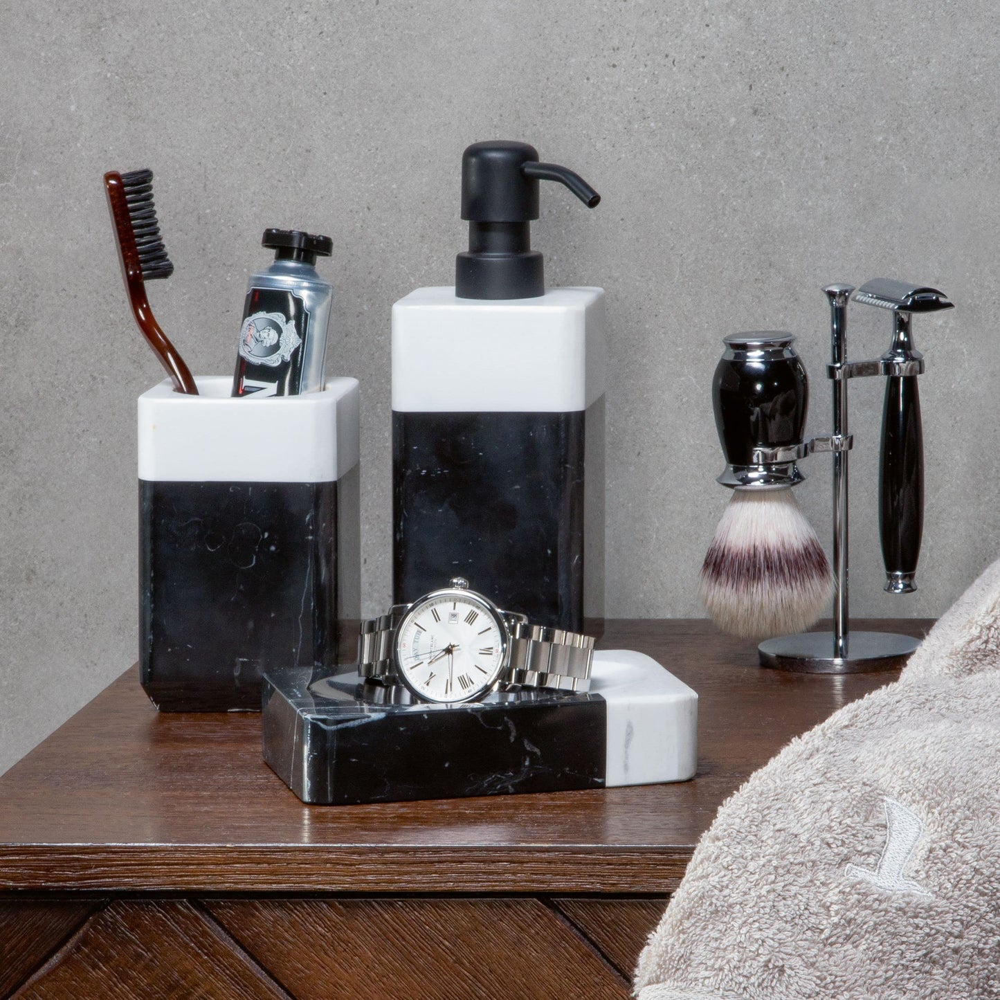 Möve Toothbrush Holder, Black/Snow, 7,1 x 7,1 x 11,1 cm