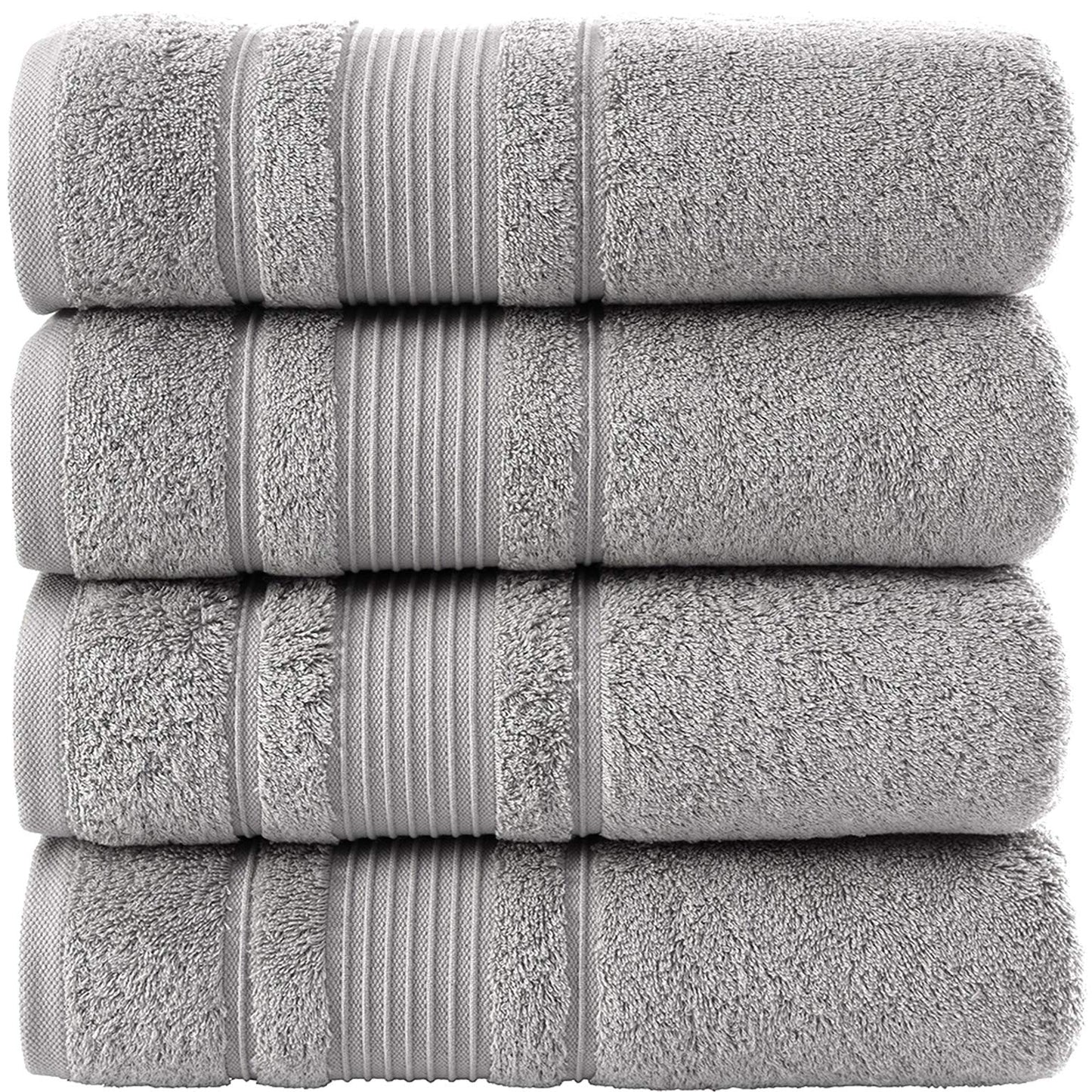Qute Home 4-Piece Bath Towels Set, 100% Turkish Cotton Premium Quality Towels for Bathroom