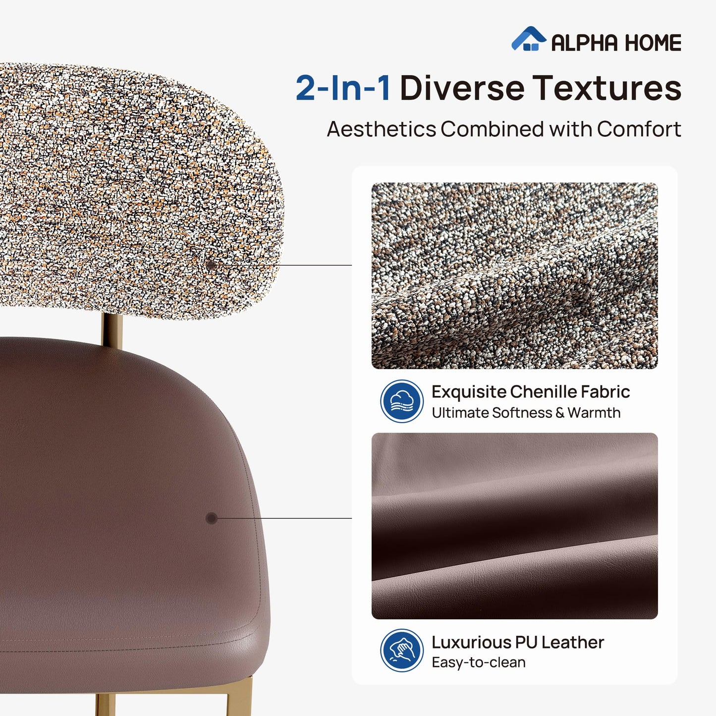 ALPHA HOME Bar Stools Set Counter Chairs with Backs and 9 CM Seat