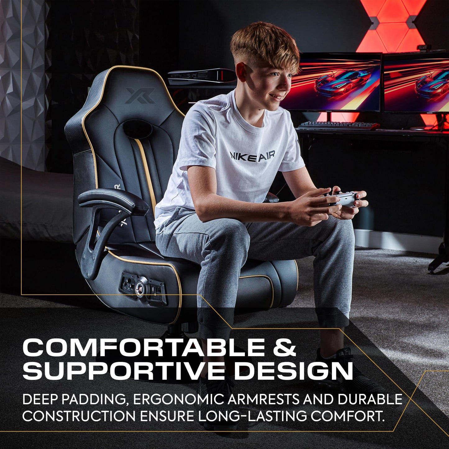 X-Rocker Torque Console Gaming Chair, 2.1 Stereo Audio Gaming Seat - Bluetooth Connectivity, Reactive Vibration, Foldable Base