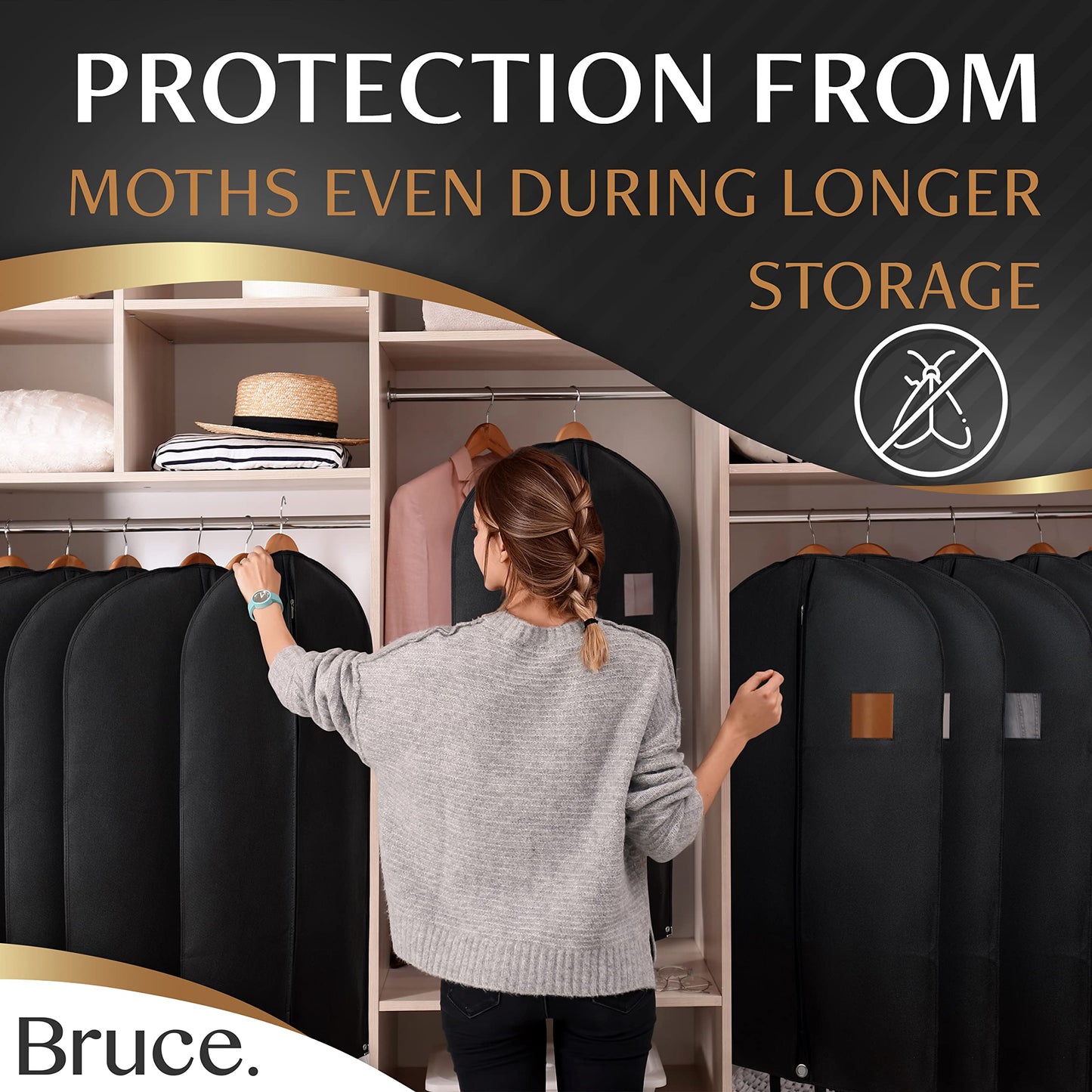 Bruce.® 5x Garment Bags 100x60 cm – Black