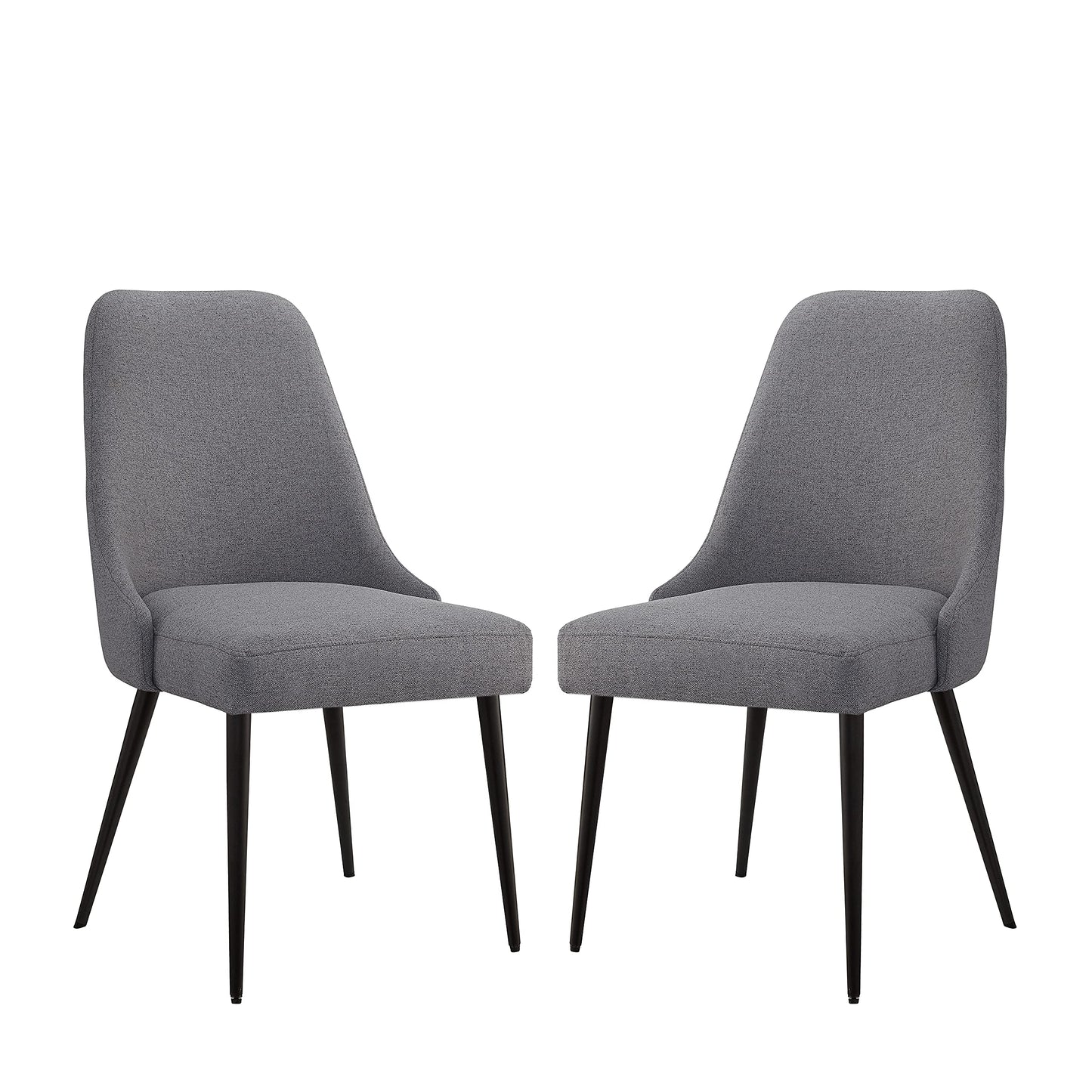 Ball & Cast Upholstered Kitchen Chairs Set of 2, Modern Dining Room Comfy Side-Chair with Padded Seat & Metal Legs, Grey