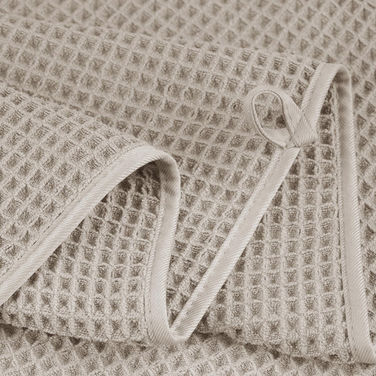 POLYTE Microfibre Quick Dry Lint Free Bath Sheet, 89 x 178 cm, Set of 2 (Beige, Waffle Weave)