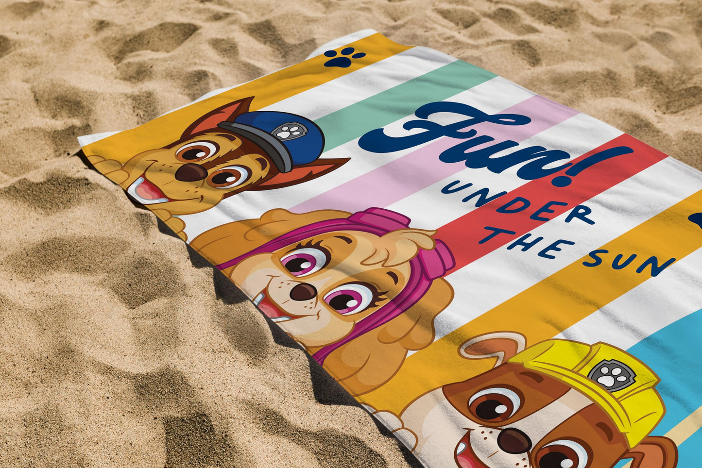 hermet, Paw Patrol Beach Towel, 70 x 140 cm, Beach or Pool Towel, 100% Soft Cotton, Practical and Lightweight