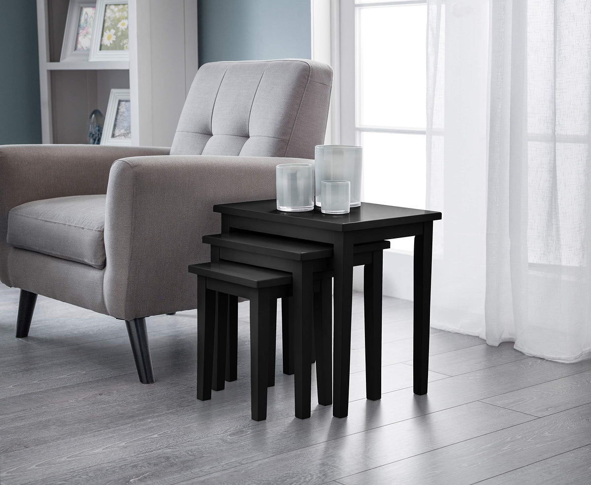 Julian Bowen Cleo Nest of Tables, Set of 3, Black - H46 x W48 x D33cm