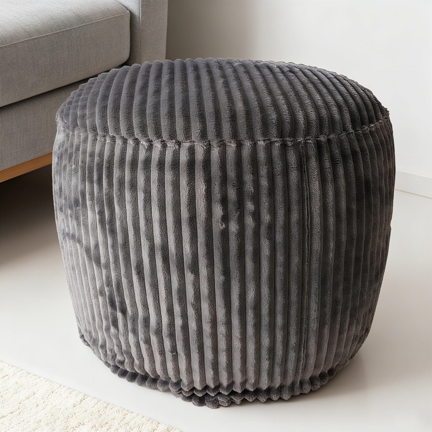 lygooh Unstuffed Footstool Bean Bag Cover Round Pouf Ottoman Foot Stool