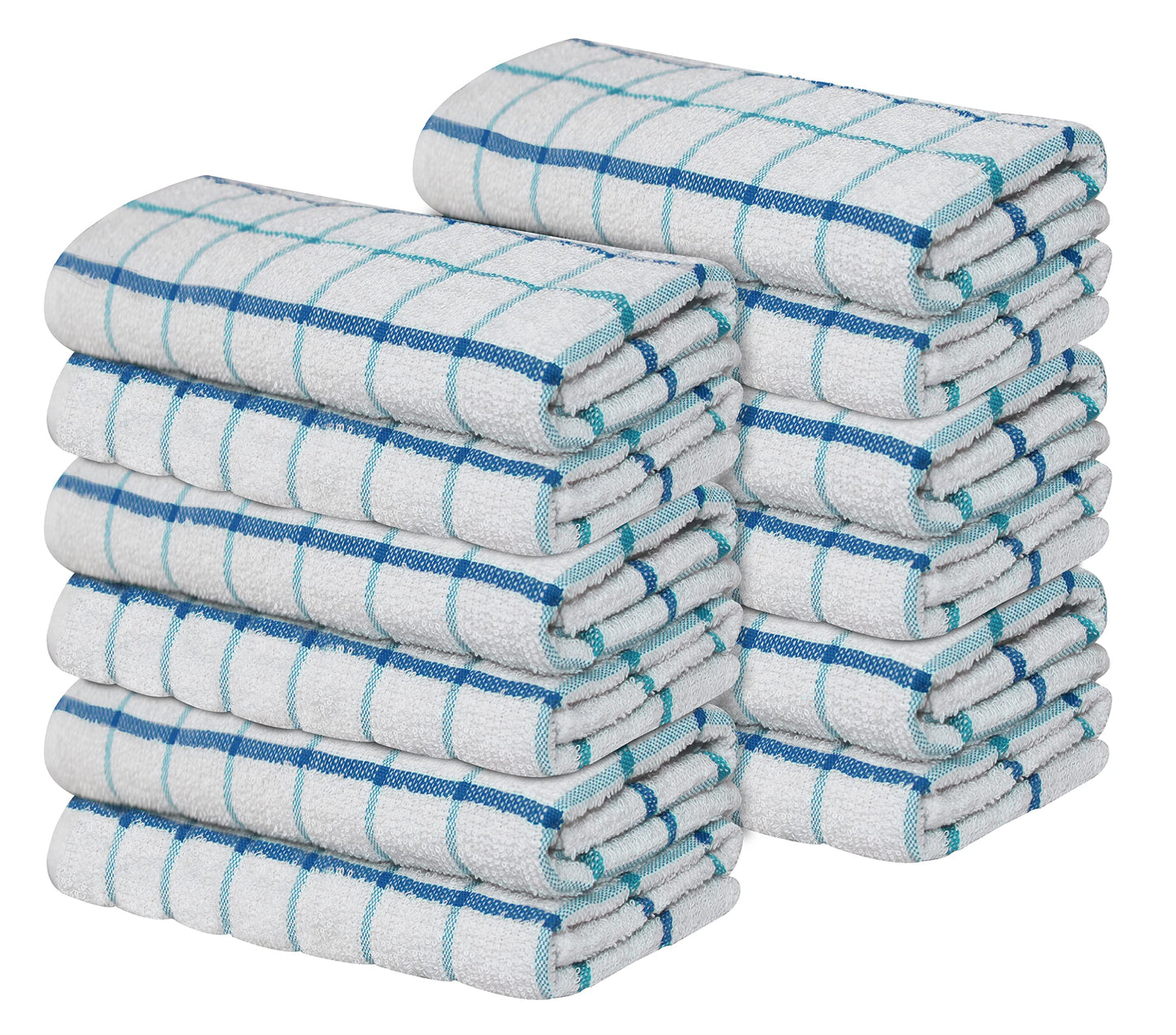 Quick Cleaning Supplies - 12 Kitchen Terry Tea Towel Set - Cotton ? Reusable and Highly Absorbent Essential Dish Cloths - 39 x 65 cm - Tea Towels and