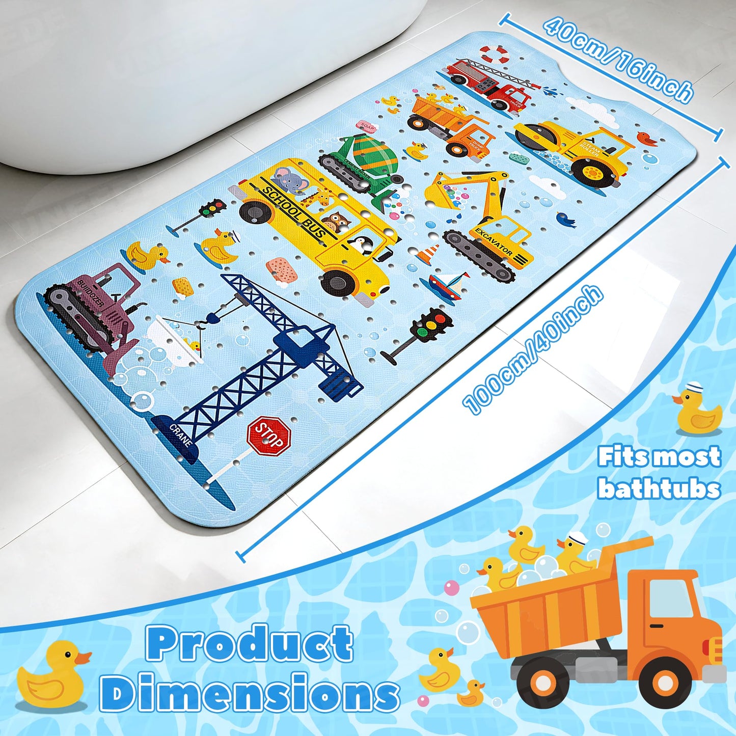 UNEEDE Baby Bath Mat Non Slip - 100x40cm