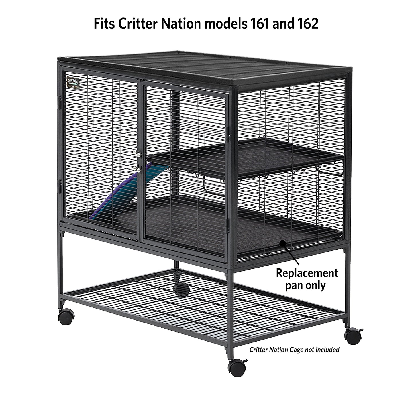 MidWest Homes for Pets 142PAN Replacement Pan for Midwest Cat Cage, 34.5 x 22.5 x 1.125, Black