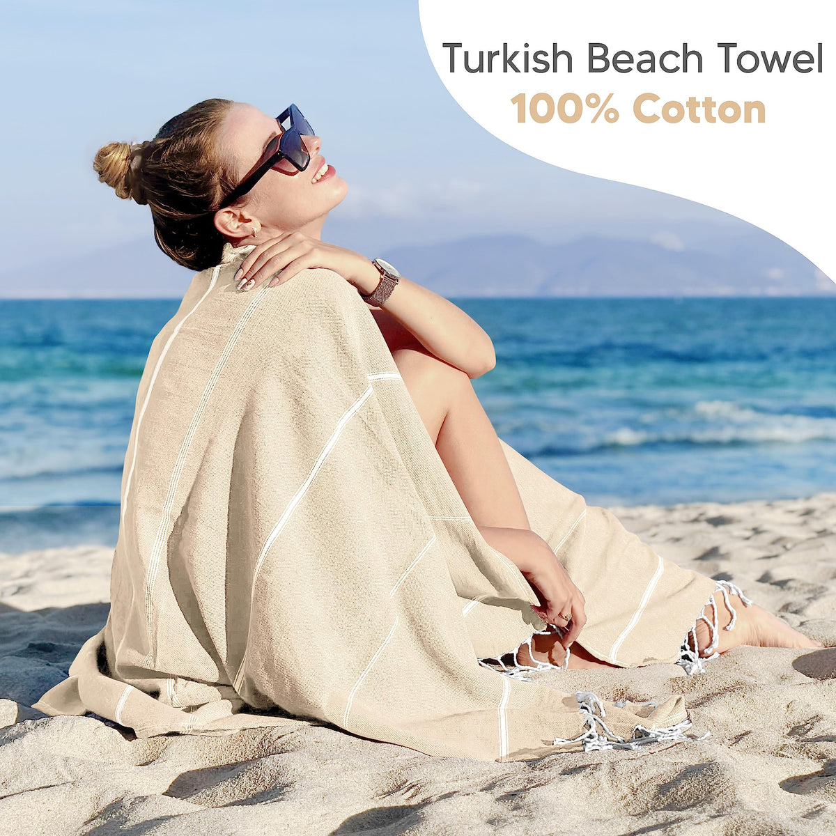 Utopia Towels 2 Pack Turkish Beach Towel 40 x 72 Inches - 100% Cotton Oversized Sand Free Lightweight Quick-Dry Turkish Towel