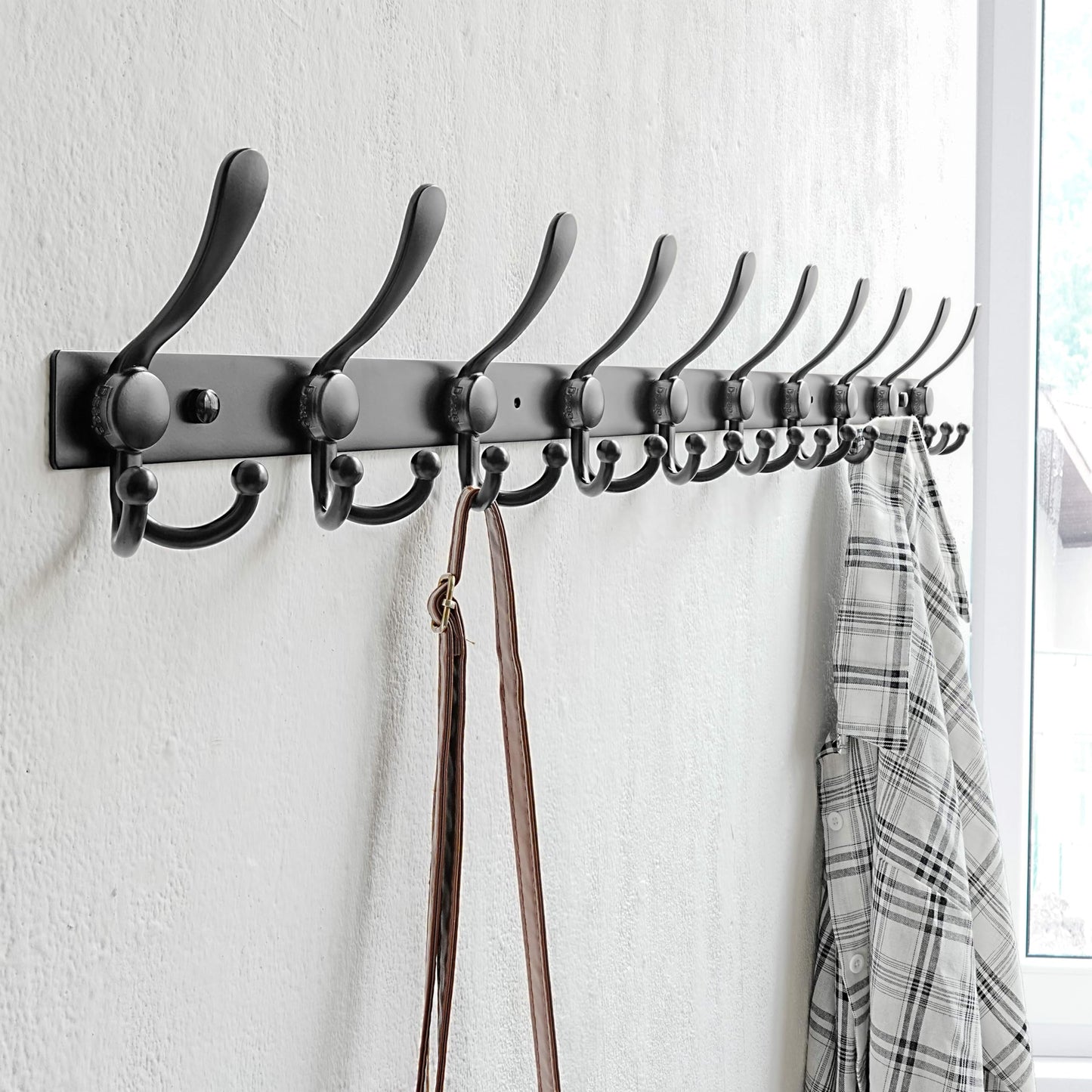 Dseap Coat Rack Wall Mount 94cm, Heavy Duty 2.5mm Base vs Flimsy 1mm, Double-Thick Solid Anti-Snap Hooks