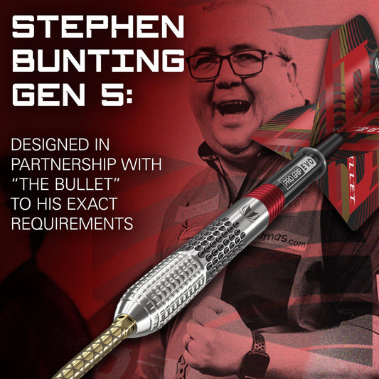 TARGET Darts Stephen Bunting G5 95% Tungsten Dart Set (18G), Steel Tip Swiss Point Darts | Generation 5 Player Edition Darts with Swiss Points,