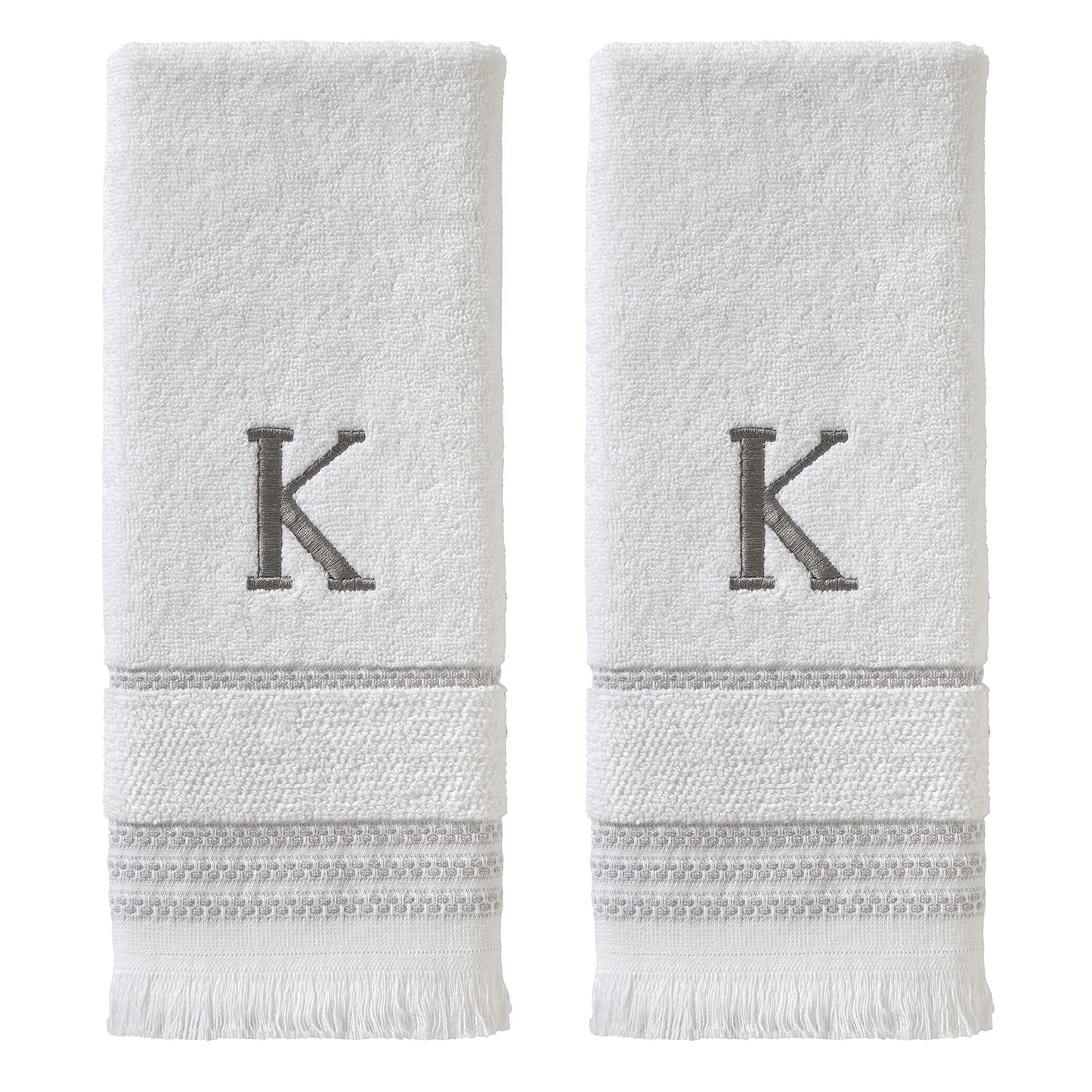 SKL Home Hand Towel Set, K, Cotton, White, 16x26