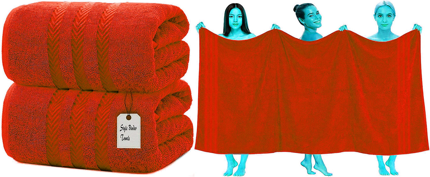 S B 2 X Super Jumbo Bath Sheets (100 x 200 cm) Premium 100% Egyptian Cotton Extra Large Bath Sheet Towel Set Highly Absorbent & Quick Dry Hotel
