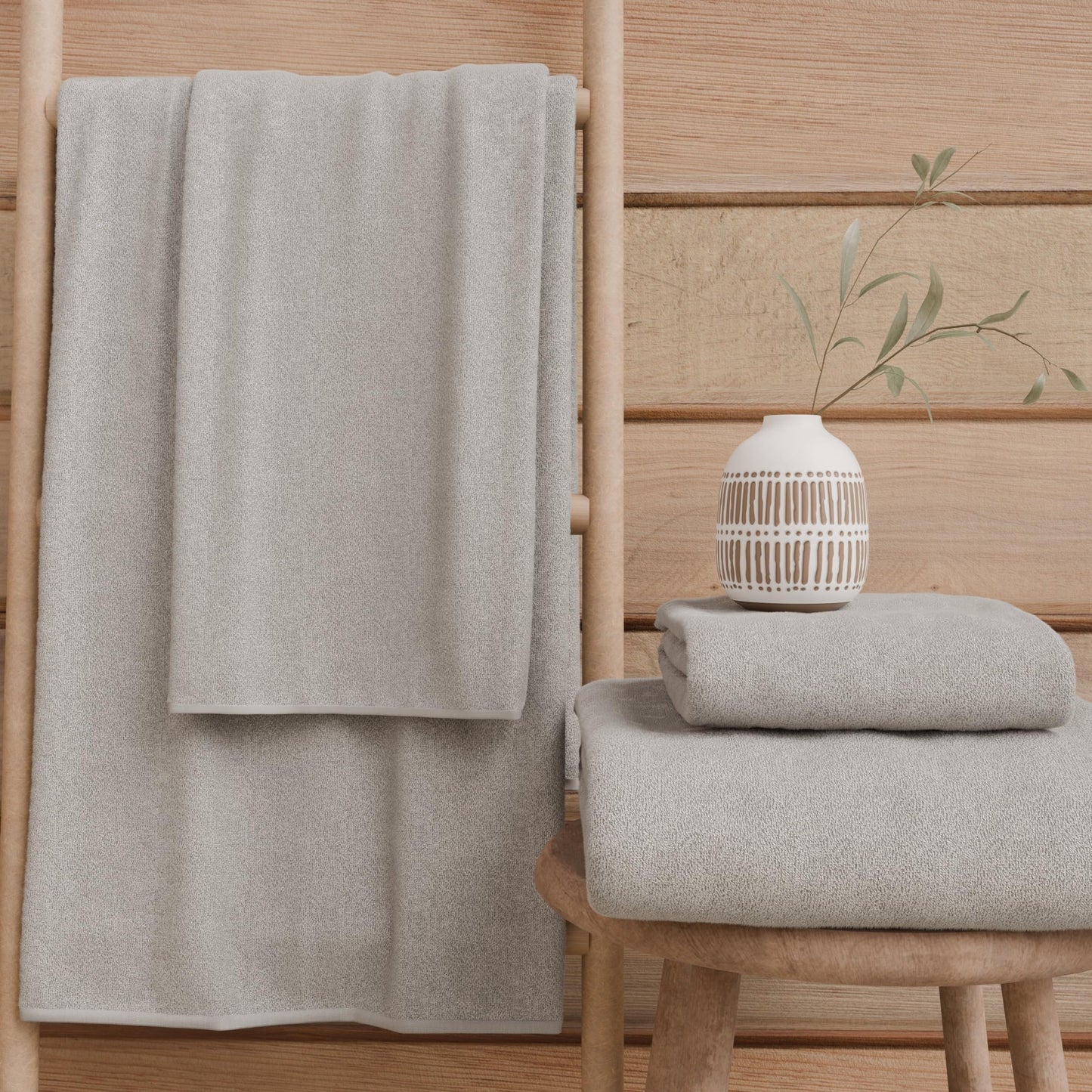 PETTI Artigiani Italiani - 100% Cotton Terry Bath Towels, 3+3 Towel Set, 6 Pieces, 3 Face Towels and 3 Hand Towels, Light Grey Towels