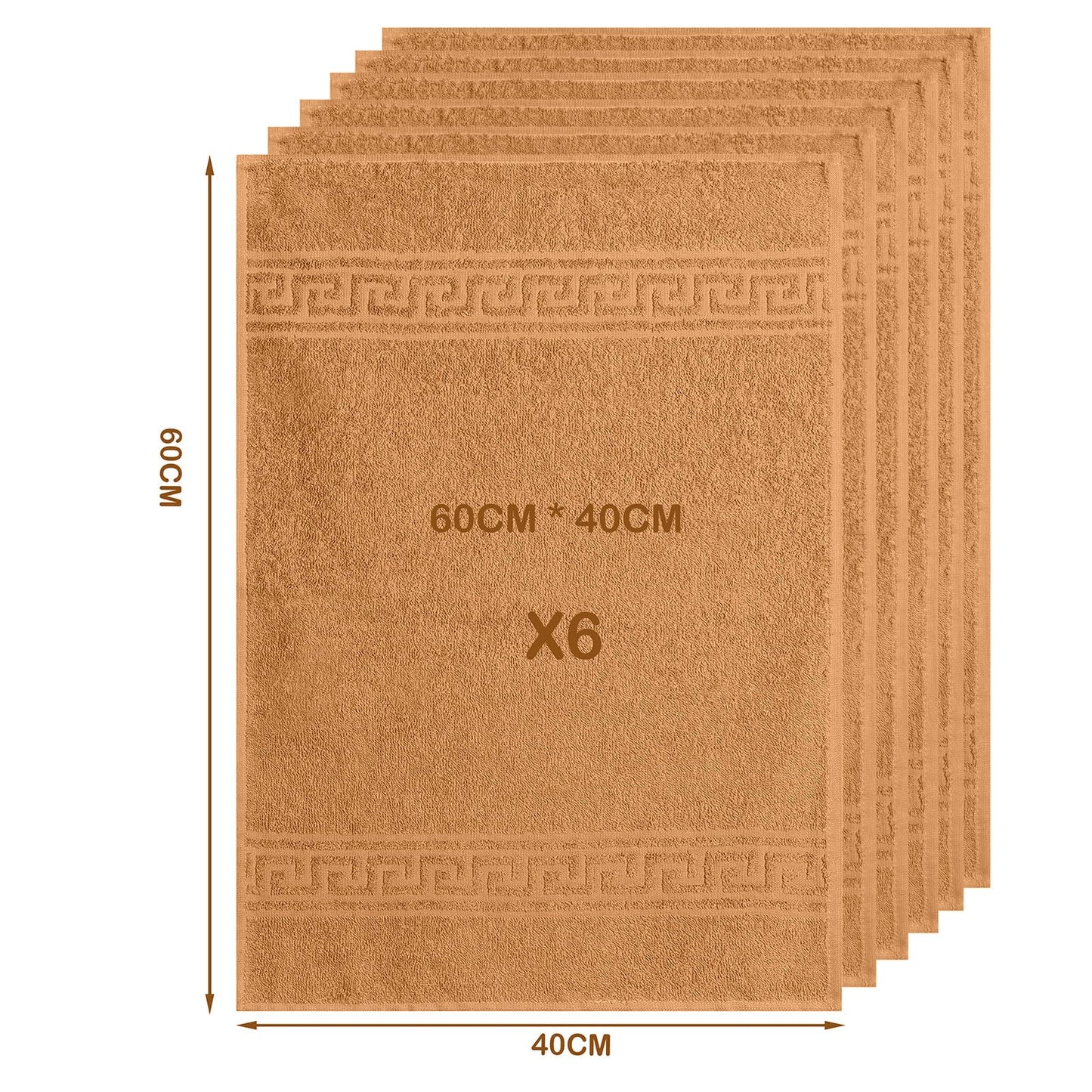 nice homeit Set of 6 Face and Hand Towels 40 x 60 cm – Bath Towels in 100% Ring-Spun Cotton – Extra Soft and Absorbent, Made in Italy (Orange)