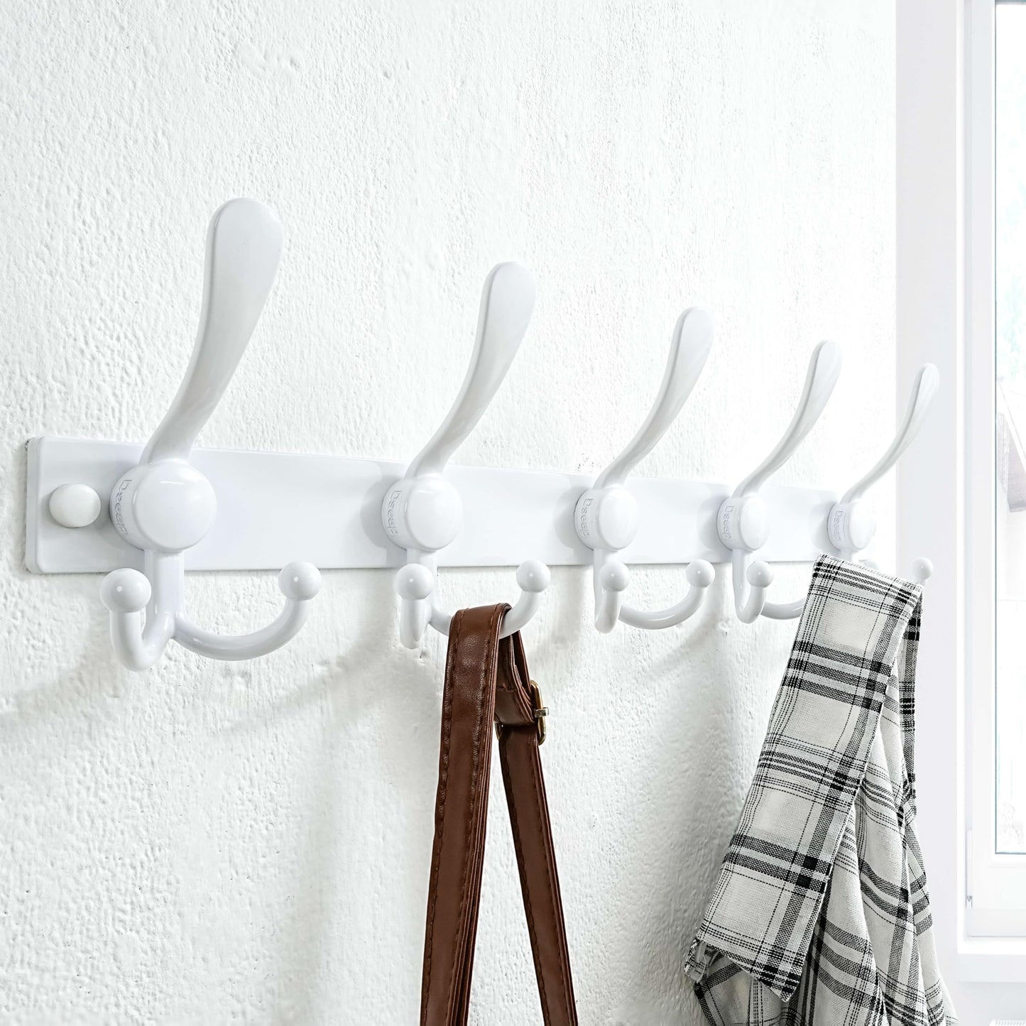 Dseap Coat Rack Wall Mount, Heavy Duty 2.5mm Base vs Flimsy 1mm, Double-Thick Solid Anti-Snap Hooks