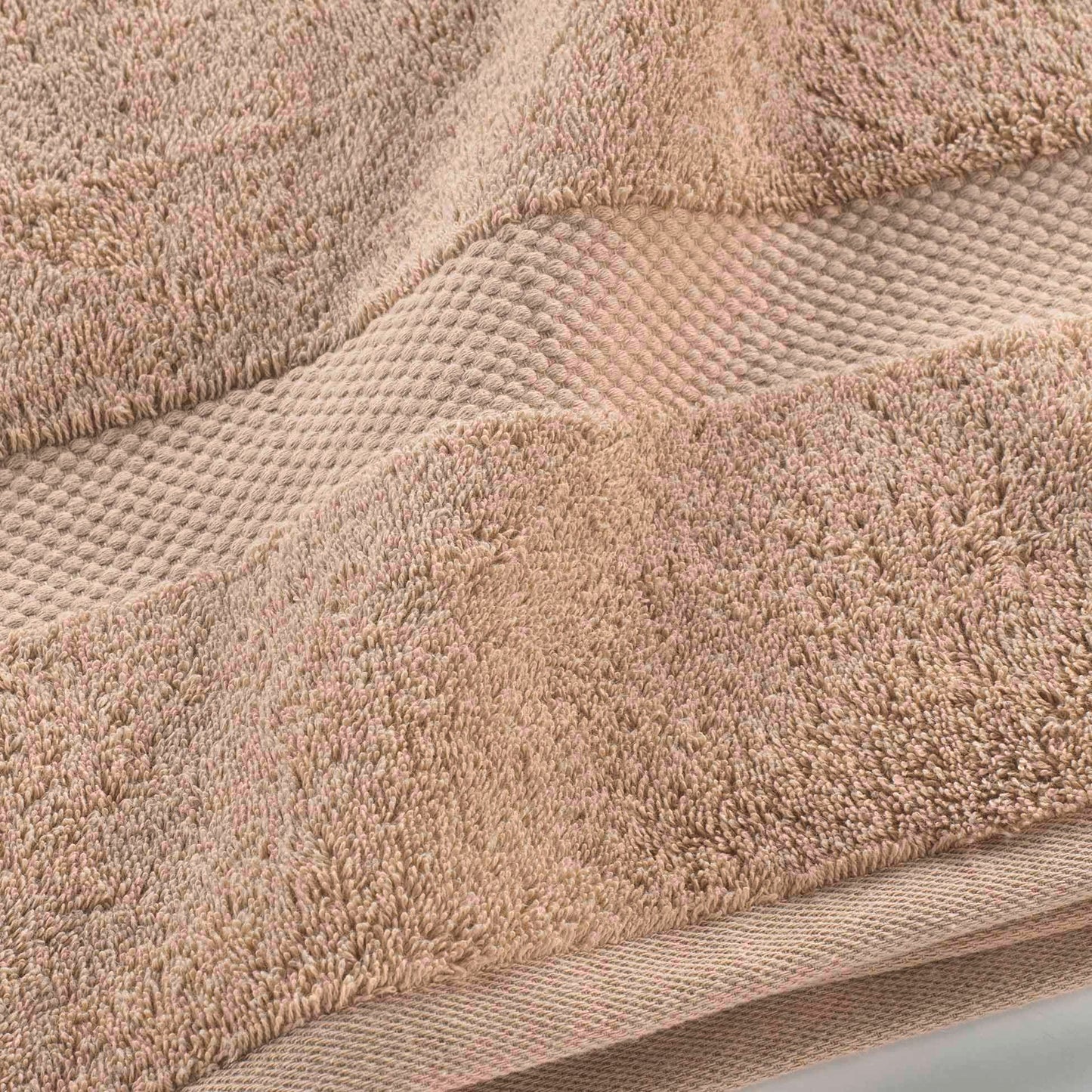 Douceur d'Intérieur, Elegance Hazelnut Set of 4 Shower Towels (70 x 130 cm) Terry Cloth