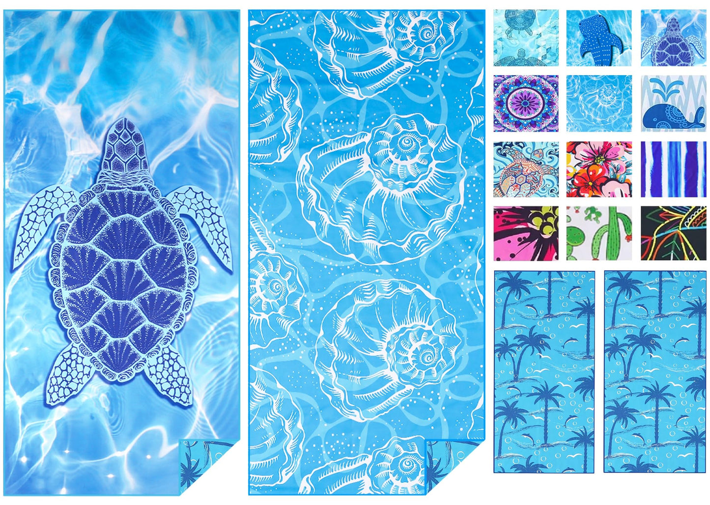 Haleey 2 Pack Microfibre Thin Lightweight Beach Towel Extra Large Oversized 180x80cm Quick Dry Sand Free Towels for Adults Travel Swim Pool Bath Beach