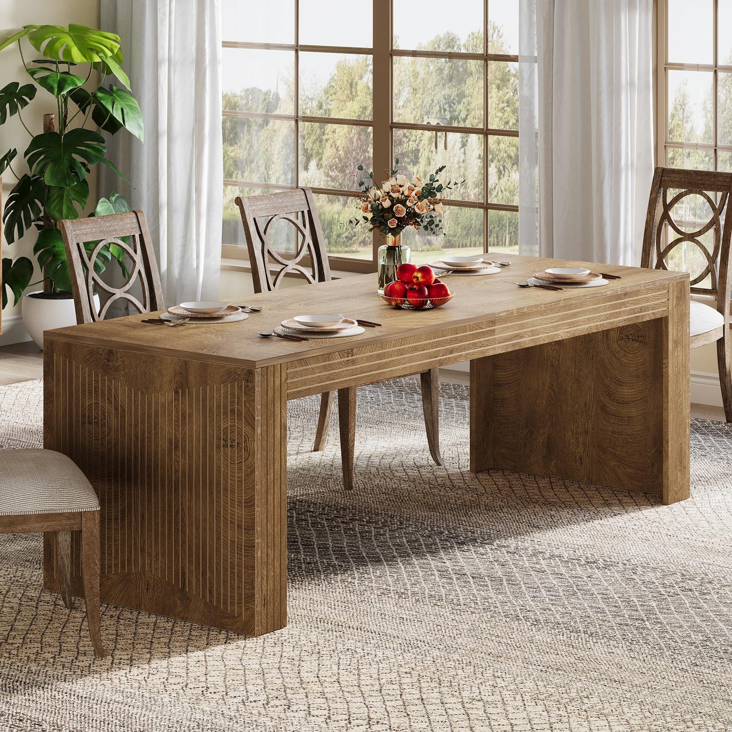 Tribesigns 78.7-inch Large Dining Table for 6-8, Rectangular Kitchen Table with Heavy Duty Pedestal