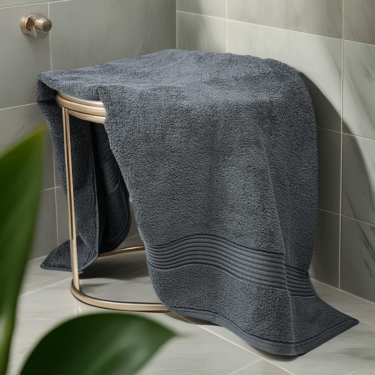 Luxury Set of 2 Jumbo Bath Sheets 100x150cm - Zero Twist 580 GSM Charcoal