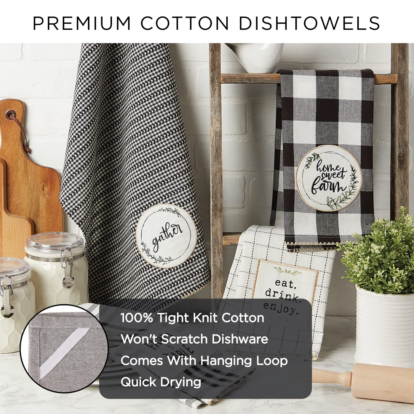 DII Holiday Kitchen Towels Embroidered Dish Towel Set, 18x28, Noel, 3 Piece