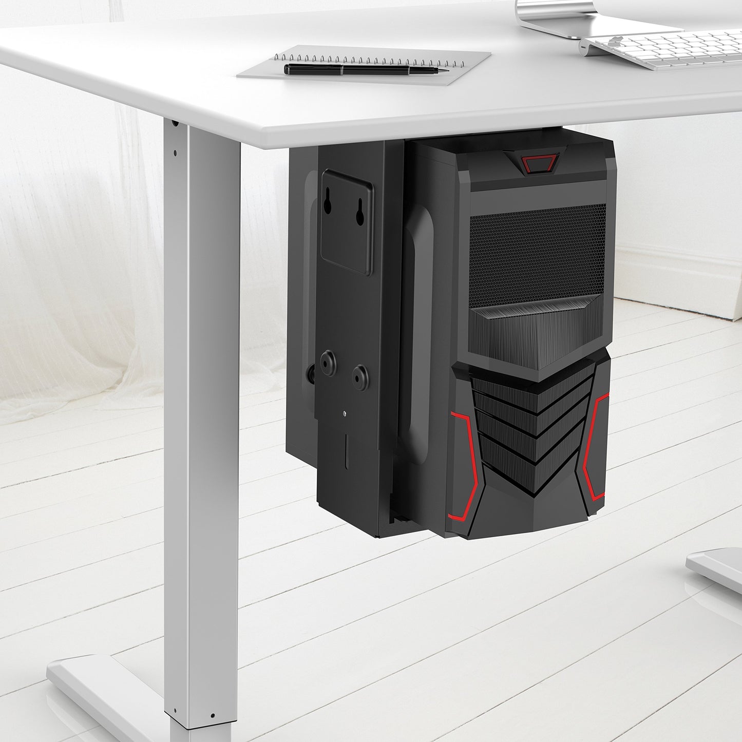 HumanCentric Adjustable Under Desk Computer Mount & Wall Mount, CPU Holder