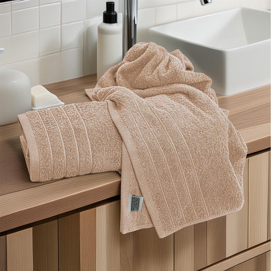 100% Cotton Extra Large Bath Towels Set of 4 76x152cm Beige - 450 GSM