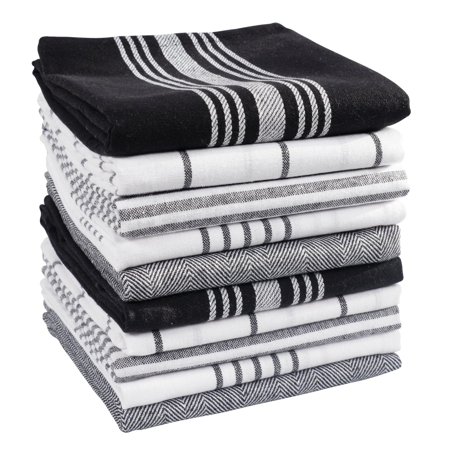 KAF Home Kitchen Towels Bulk - Multipurpose Microfiber Drying Cotton Towel & Absorbent Thick Tea Kitchen Cloth Pack of 10 (Black)