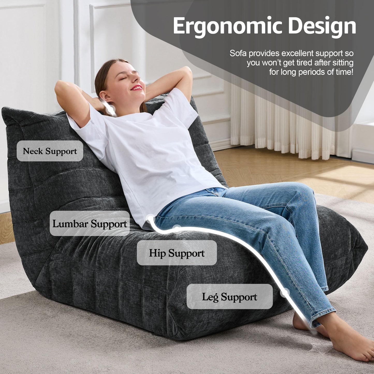 Hobestluk Big Bean Bag Chairs for Adults Fireside BeanBag Couch Togo Sofa