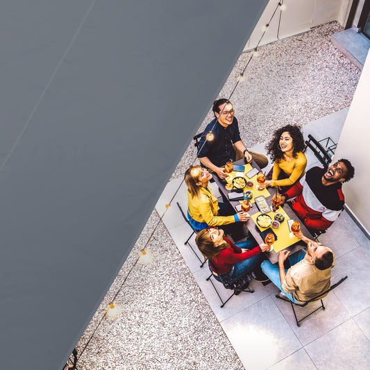 Relaxdays 2.5 x 3.5 m rectangular awning, water-repellent, UV-resistant, with tensioning ropes, terrace, balcony, grey