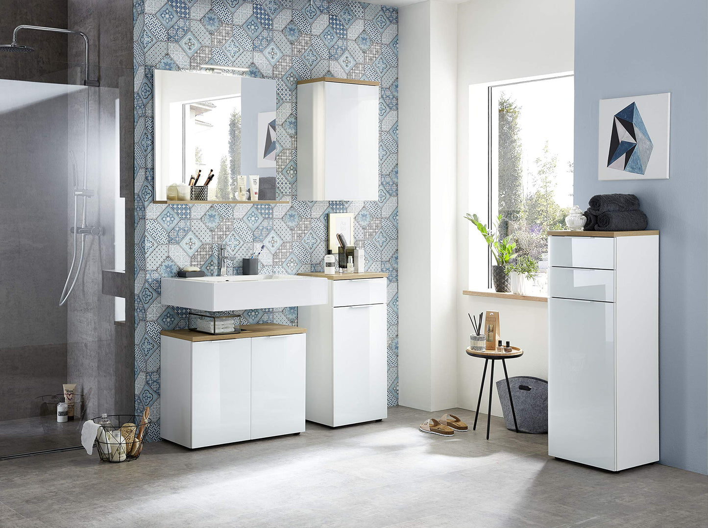 GERMANIA DIE MÖBELMACHER Wallcabinet, White/Navarra Oak, 39 x 69 x 27 cm