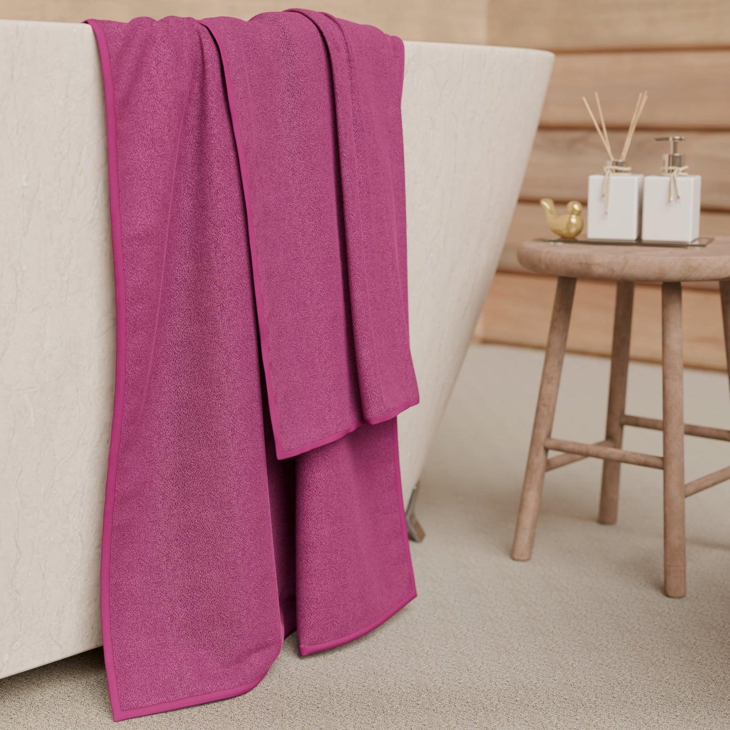 PETTI Artigiani Italiani - 100% Cotton Terry Bath Towels, 2+2 Towel Set, 4 Pieces 2 Face Towels and 2 Hand Towels, Fuchsia Towels