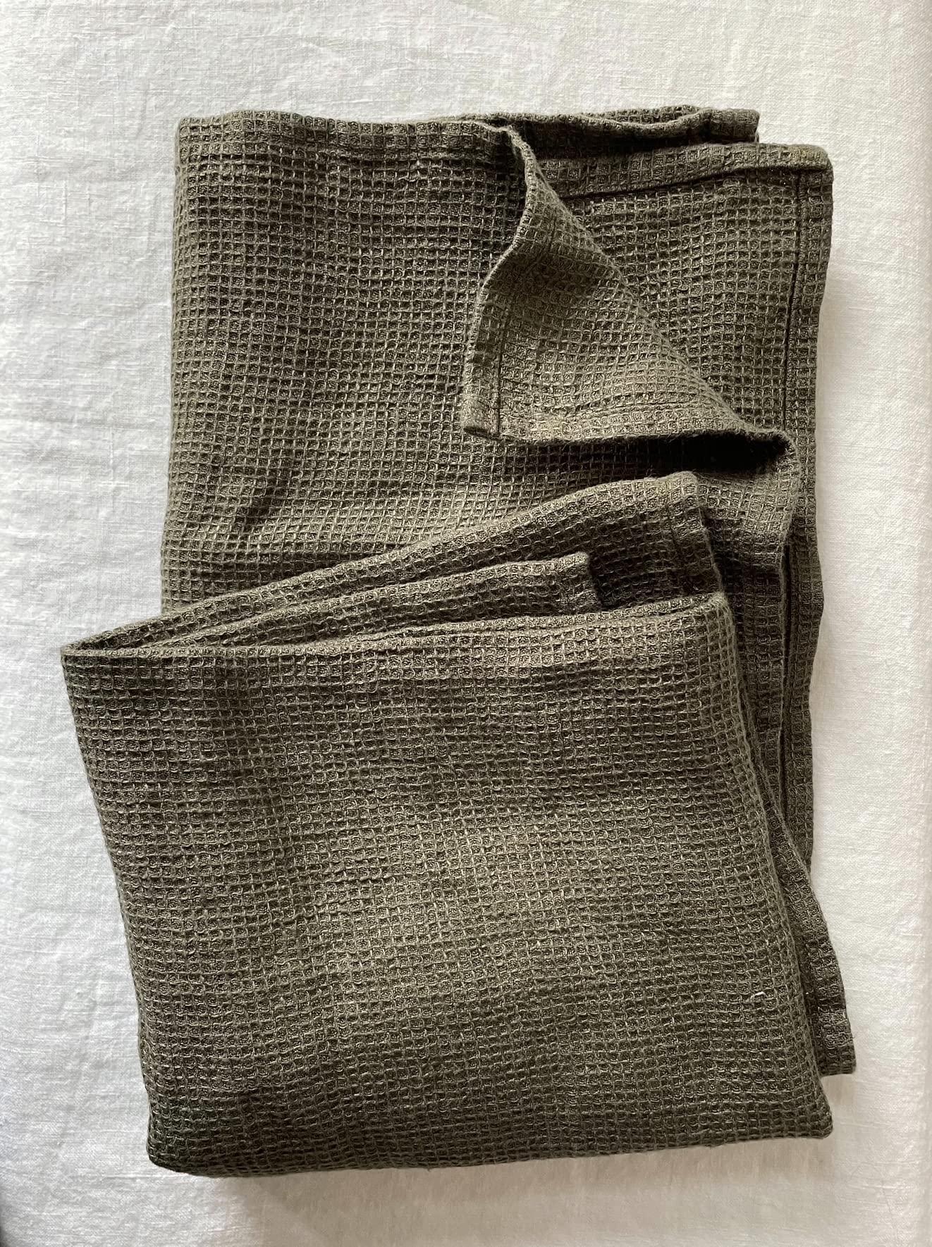 Fine Waffle Pique Bath Towel Sauna Towel Linen Stonewashed (Camouflage, 70 x 100 cm)
