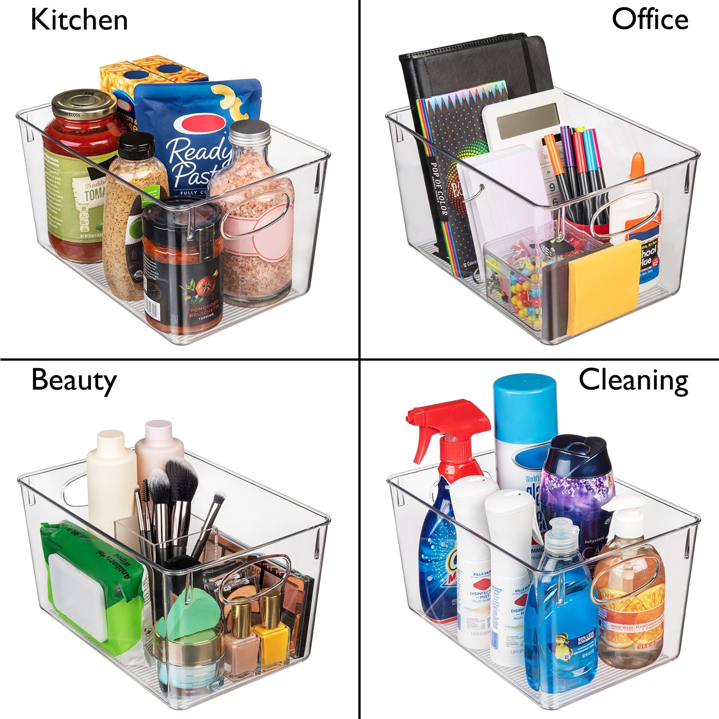 CLEARSPACE Plastic Storage Bins With lids Perfect Kitchen Organization or Pantry Storage Fridge Organizer, Pantry Organization and Storage Bins,