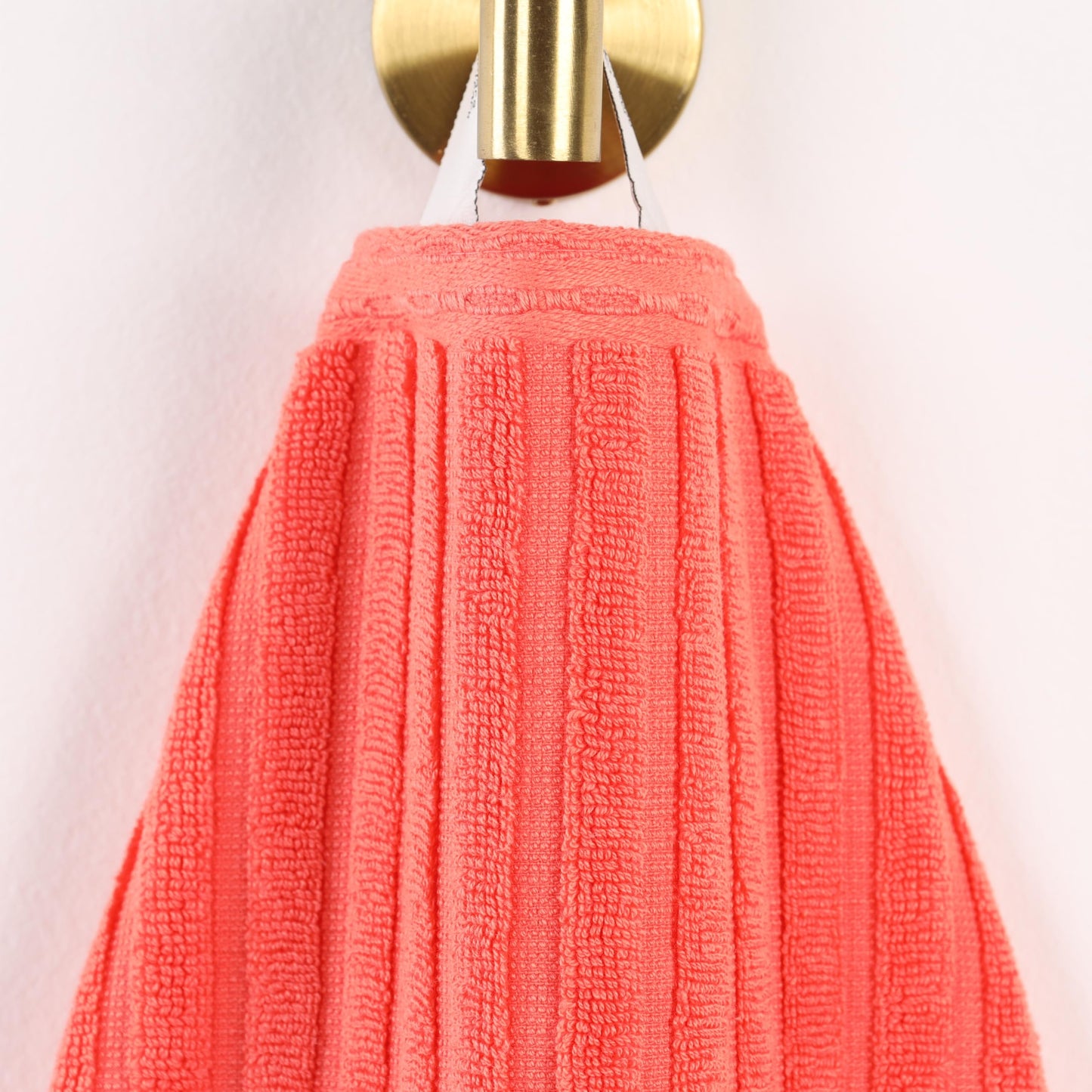Superior Cotton 6-Piece Solid and Ribbed Towel Set, Face Towels 13” x 13”, Hand Towels 16” x 28”, Bath Towels 27” x 54”, Coral