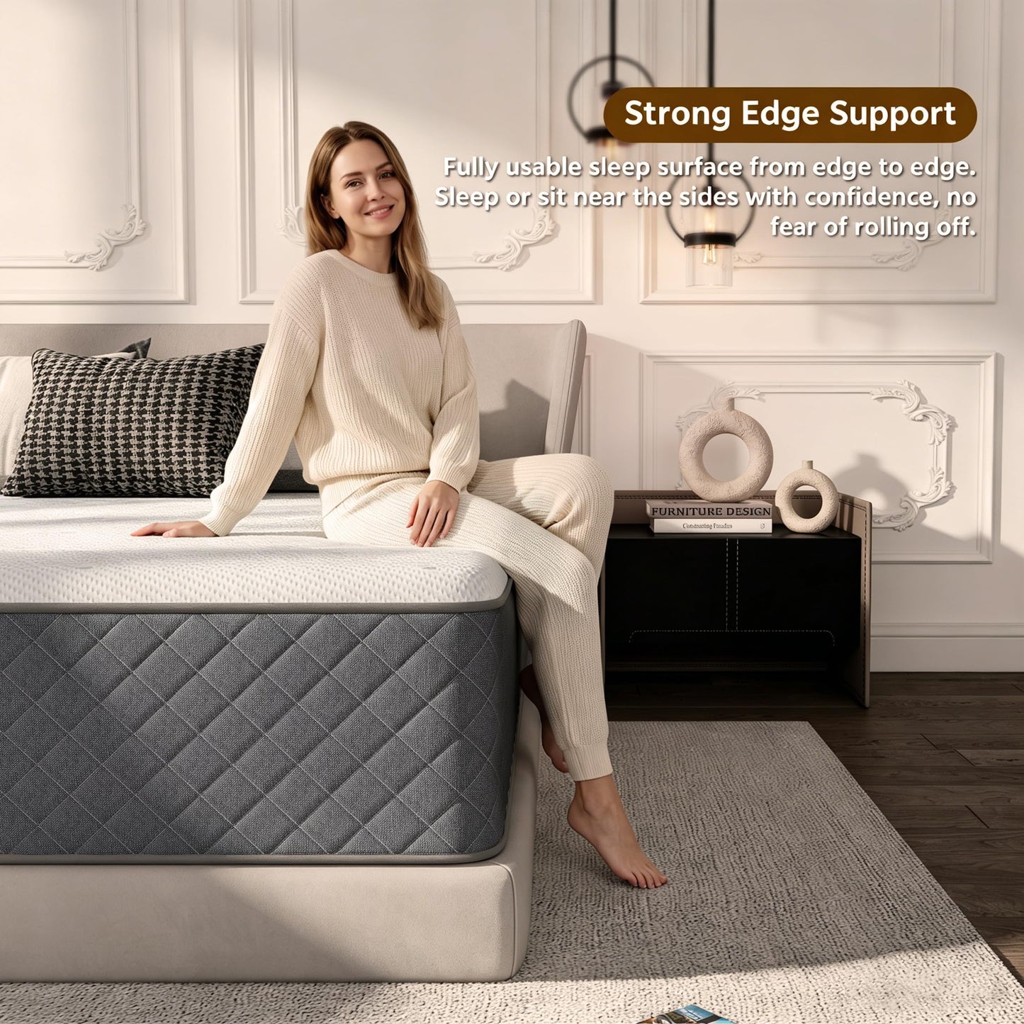 MOLPHIT 12 Inch Double Mattresses, 7-Zone Hybrid Double Bed Mattresses, Memory Foam Mattress with Pocket Sprung with Medium Firm for Body Support &