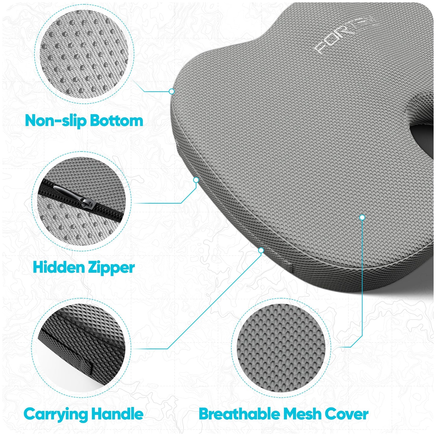 FORTEM Seat Cushion, Office Chair Cushion, Memory Foam Pillow for Sitting