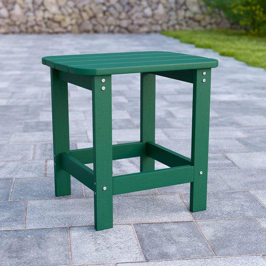 Flash Furniture Charlestown Tiered Commercial Poly Resin Adirondack Side Table - Green - All-Weather - Indoor/Outdoor