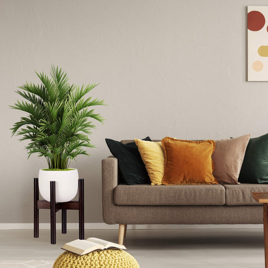 Relaxdays Bamboo Plant Stand, Adjustable, Flower Pots max. 32 cm, Pot Support, H: 35.5 cm, Brown