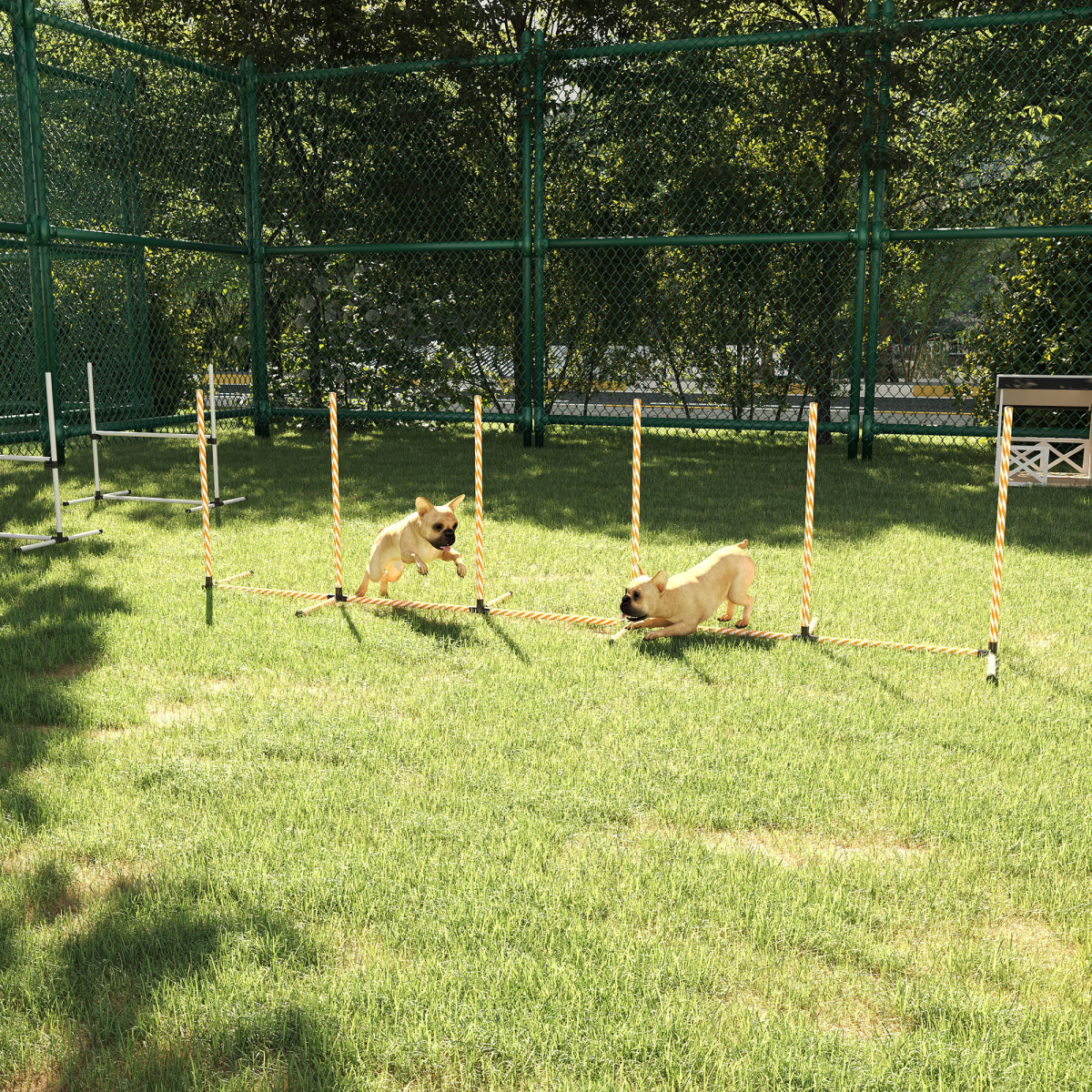 Dog Agility Weave Poles Training Obstacle Course Set Slalom Equipment w/ Whistle