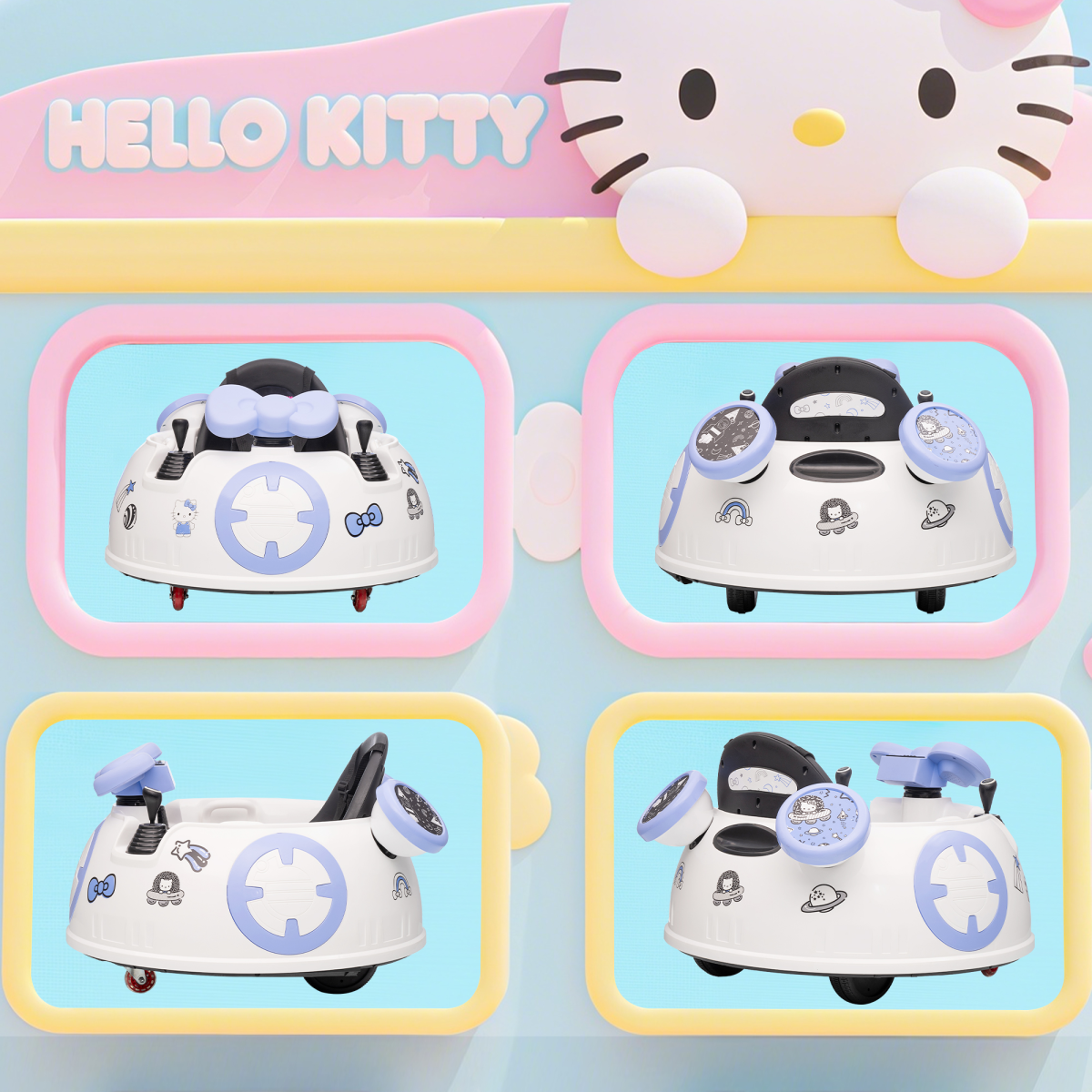 AIYAPLAY Hello Kitty Kids Ride on Bumper Car with Remote Control, White