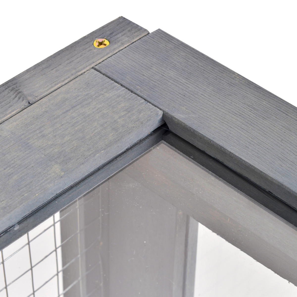 Tortoise House with Mesh Roof, Small Pet Reptile Wooden House, Grey