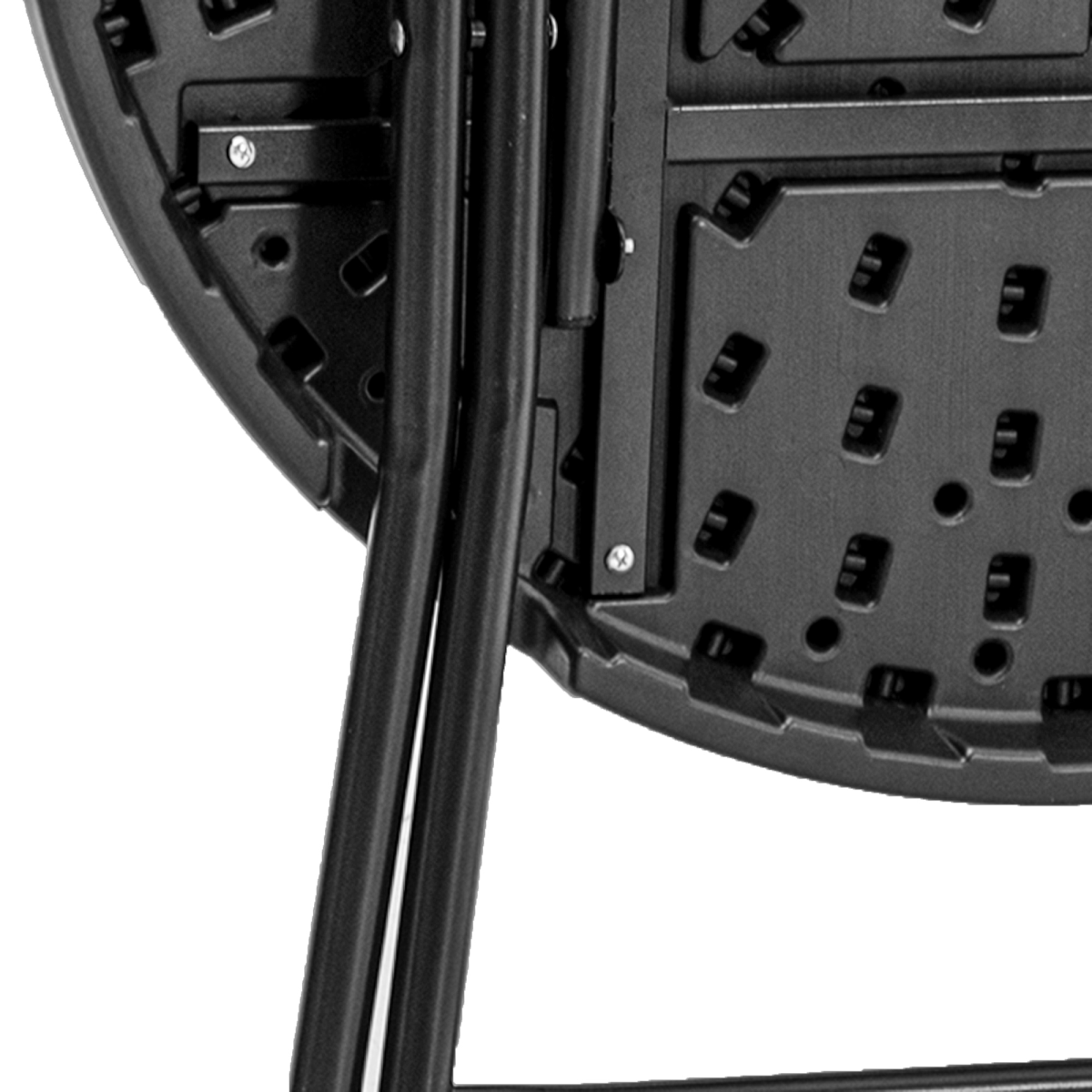 Foldable Garden Table for 4, Round Outdoor Dining Table with Steel Frame