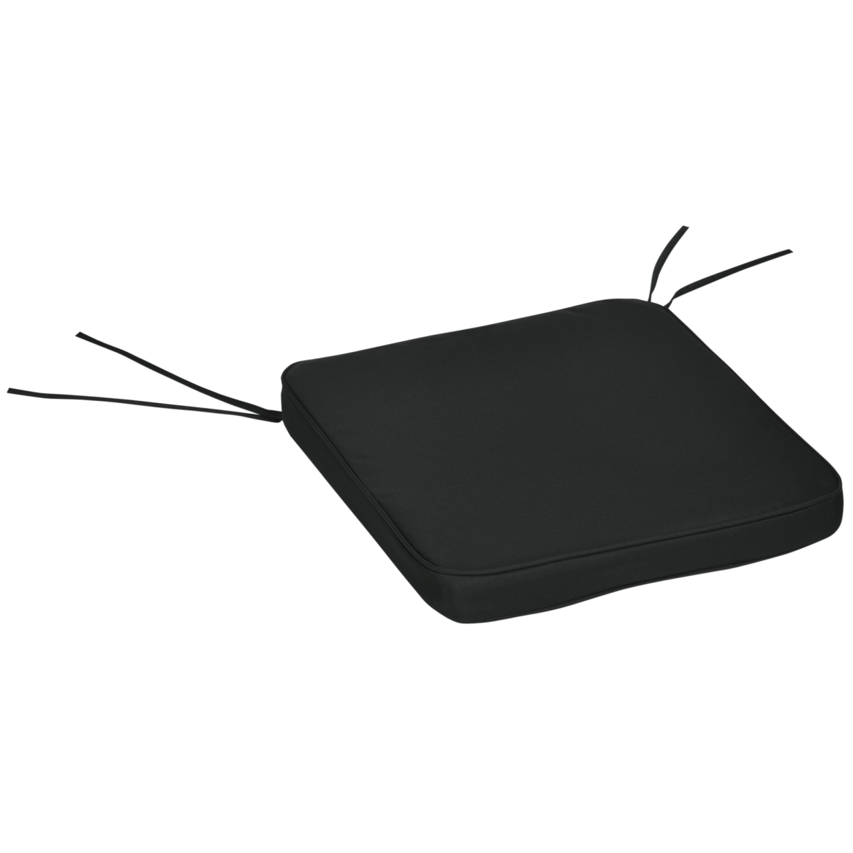 Outsunny Set of 6 Chair Cushion Seat Pads Dining Chair w/ Straps Outdoor Black