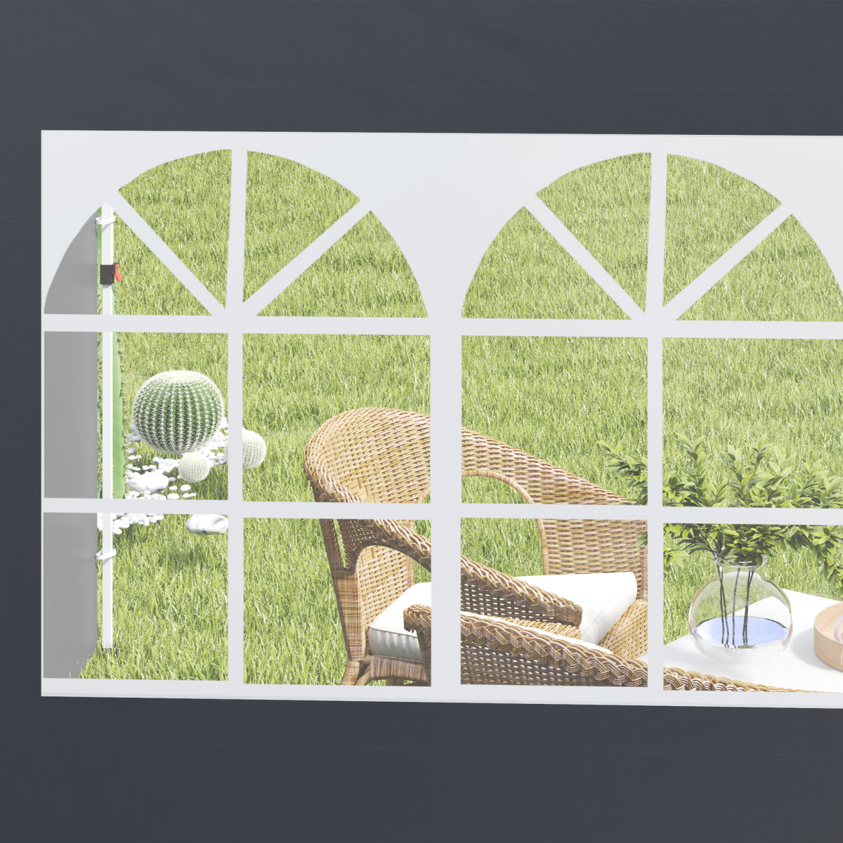 Outsunny Gazebo Replacement Exchangeable Wall Panels w/ Window, Dark Grey
